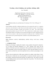 Teaching critical thinking and problem defining sk