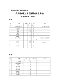 汽车修理工中级技能考核(实操)模拟试题