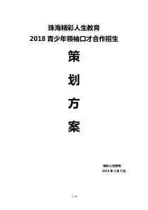 2018青少年领袖口才招生策划方案(3-01)