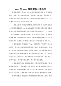 xxx到xxx挂职锻炼工作总结