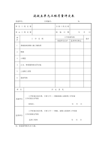 成都某路桥公司施工文档之混凝土单元工程质量评定表