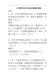 小学数学总复习经典好题解析精选