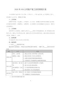 2020年公司复产复工防控方案(疫情期间)