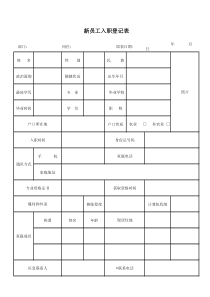 新员工入职登记表(标准)