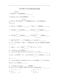 初中数学不等式精选典型试题及答案