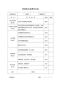 管理岗位竞聘评分表