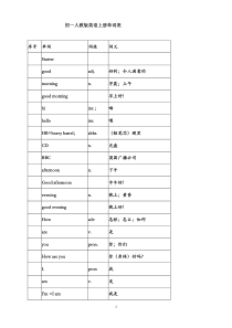 初一人教版英语上册单词表