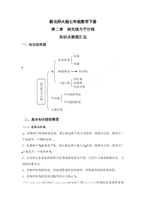 新北师大版七年级数学下册第二章相交线与平行线知识点梳理汇总