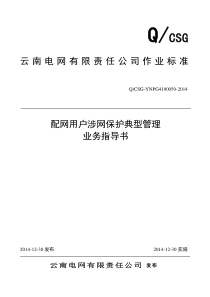 电--云南电网有限责任公司配网用户涉网保护典型管理业务指导