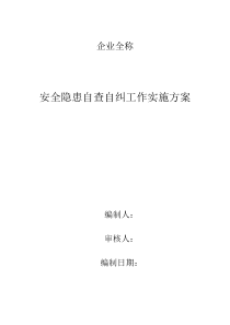 2020年安全隐患自查自纠工作实施方案模板