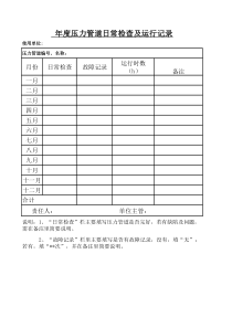 压力管道日常检查及运行记录