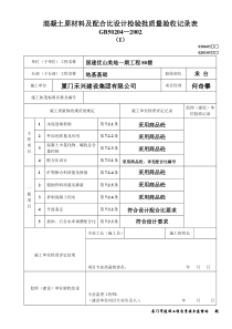 混凝土原材料及配合比设计检验批质量验收记录表