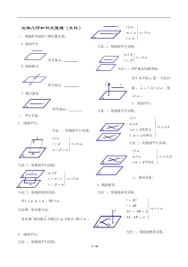 文科立体几何知识点、方法总结高三复习