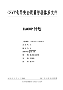 HACCP计划(BRC)1796