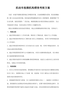 机动车检测机构绩效考核方案