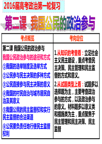 2016届高三一轮复习_政治生活第二课我国公民的政治参与