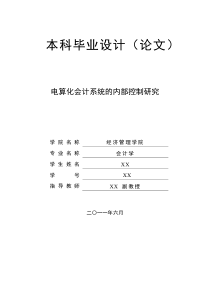 电算化会计系统的内部控制研究--毕业论文