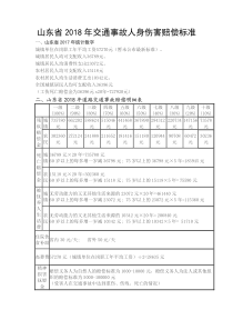 2018年山东省交通事故及人身损害各伤残等级赔偿标准(新标准)