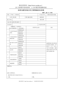 空调与通风系统分项工程质量验收记录表