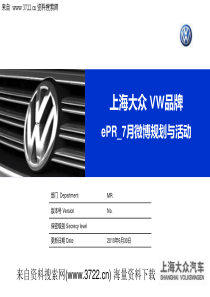 上海大众VW品牌ePR微博规划与活动(PPT 15页)