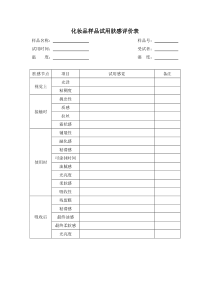 化妆品肤感评价表