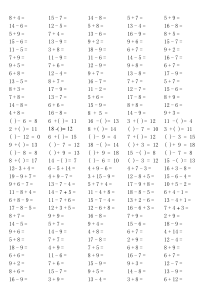 小学一年级20以内加减法口算题卡20套2000道(1)