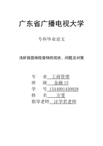 方斐浅析我国保险营销的现状、问题及对策论文