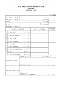 金属门窗安装工程检验批质量验收记录表Ⅰ