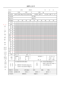 麻醉记录模板