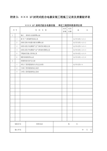 附录D：×××kV封闭式组合电器安装工程施工记录及质量验评表