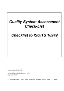 ISO TS16949 2nd Edition Checklist