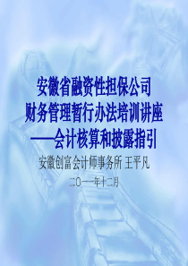 安徽省融资性担保公司财务管理暂行办法培训讲座