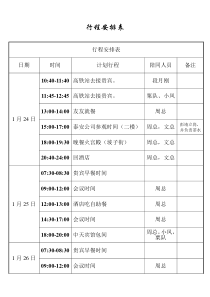 行程计划安排表