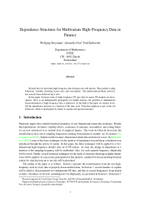 Dependence Structures for Multivariate High--Frequ