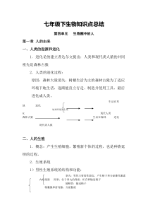 (人教版)七年级下生物知识点总结