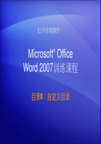 Microsoft Office Word 2007训练 自定义目录