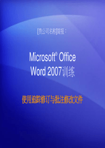 Microsoft Office Word 2007训练 跟踪修订与批注修改文件