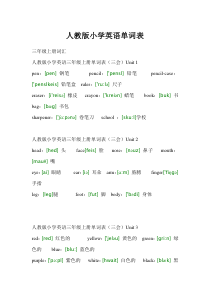 人教版小学英语单词表全集