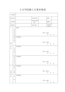 土方开挖施工方案审批表