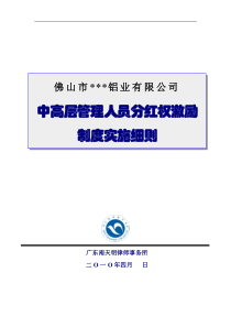 分红权激励制度实施细则要点