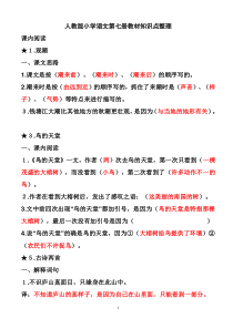 人教版小学语文四年级上册重要知识点整理