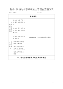 网络与信息系统安全管理自查整改表