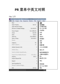 PR菜单中英文对照