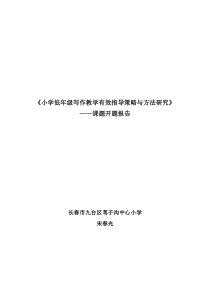 《小学低年级写作教学有效指导策略与方法研究》课题开题报告