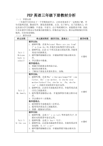 (PEP)三年级下册教材分析