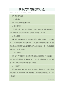 新手汽车驾驶技巧大全