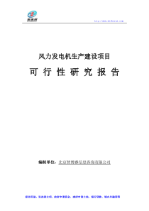 风力发电机生产建设项目可行性研究报告