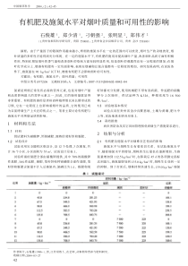 有机肥及施氮水平对烟叶质量和可用性的影响