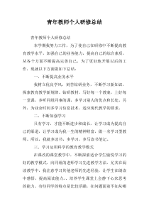 青年教师个人研修总结