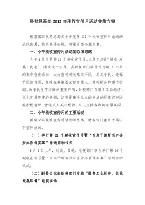 县财税系统税收宣传月活动实施方案